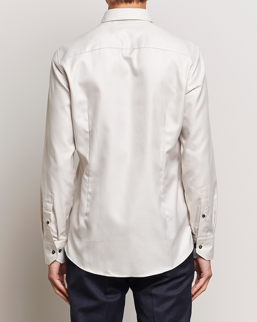 Mies | Kauluspaidat | Stenströms | Slimline Micro Structure Contrast Shirt Beige