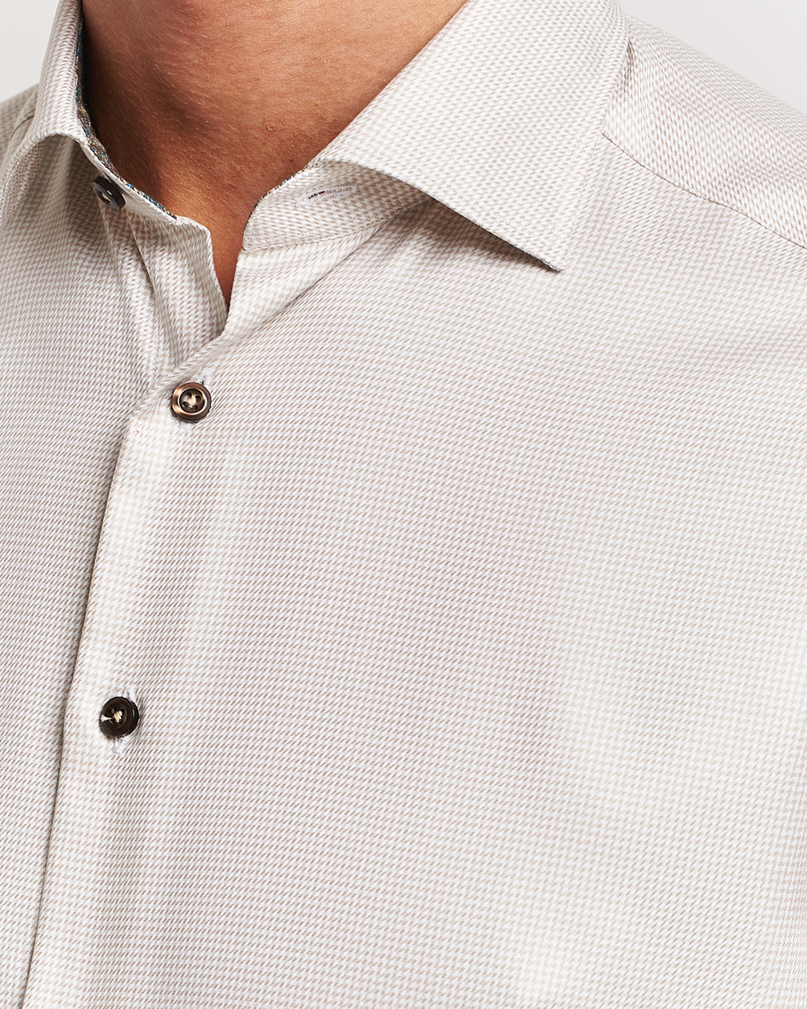 Mies | Kauluspaidat | Stenströms | Slimline Micro Structure Contrast Shirt Beige