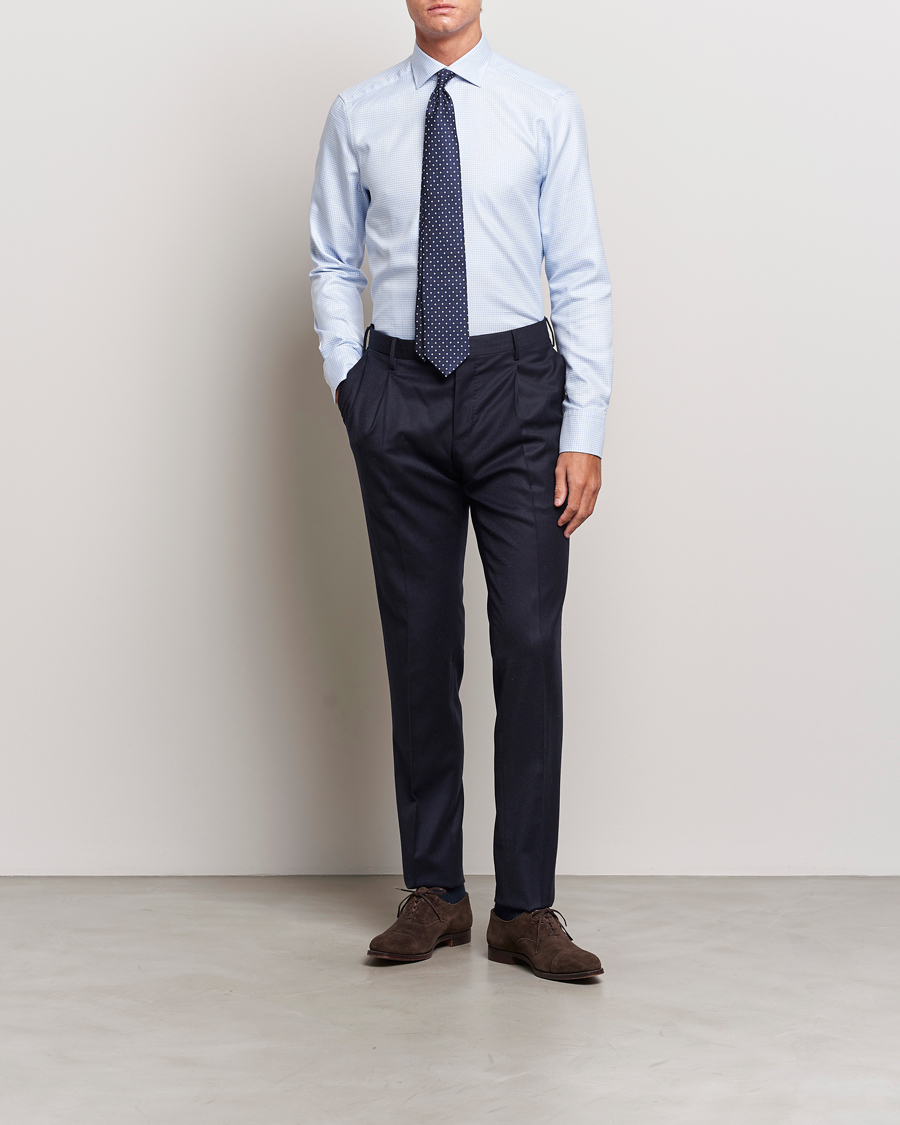 Mies | Kauluspaidat | Stenströms | Slimline Micro Structure Cut Away Shirt Light Blue