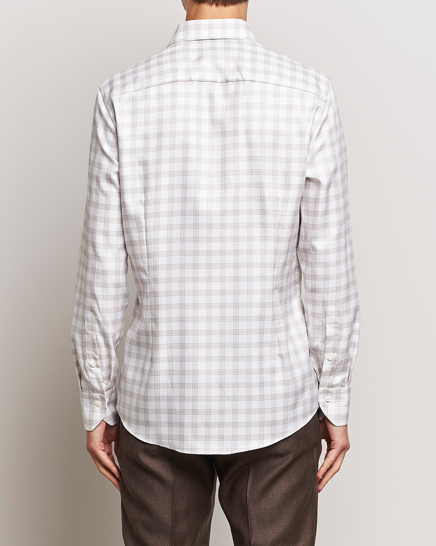 Mies | Kauluspaidat | Stenströms | Slimline Checked Cut Away Shirt White/Brown