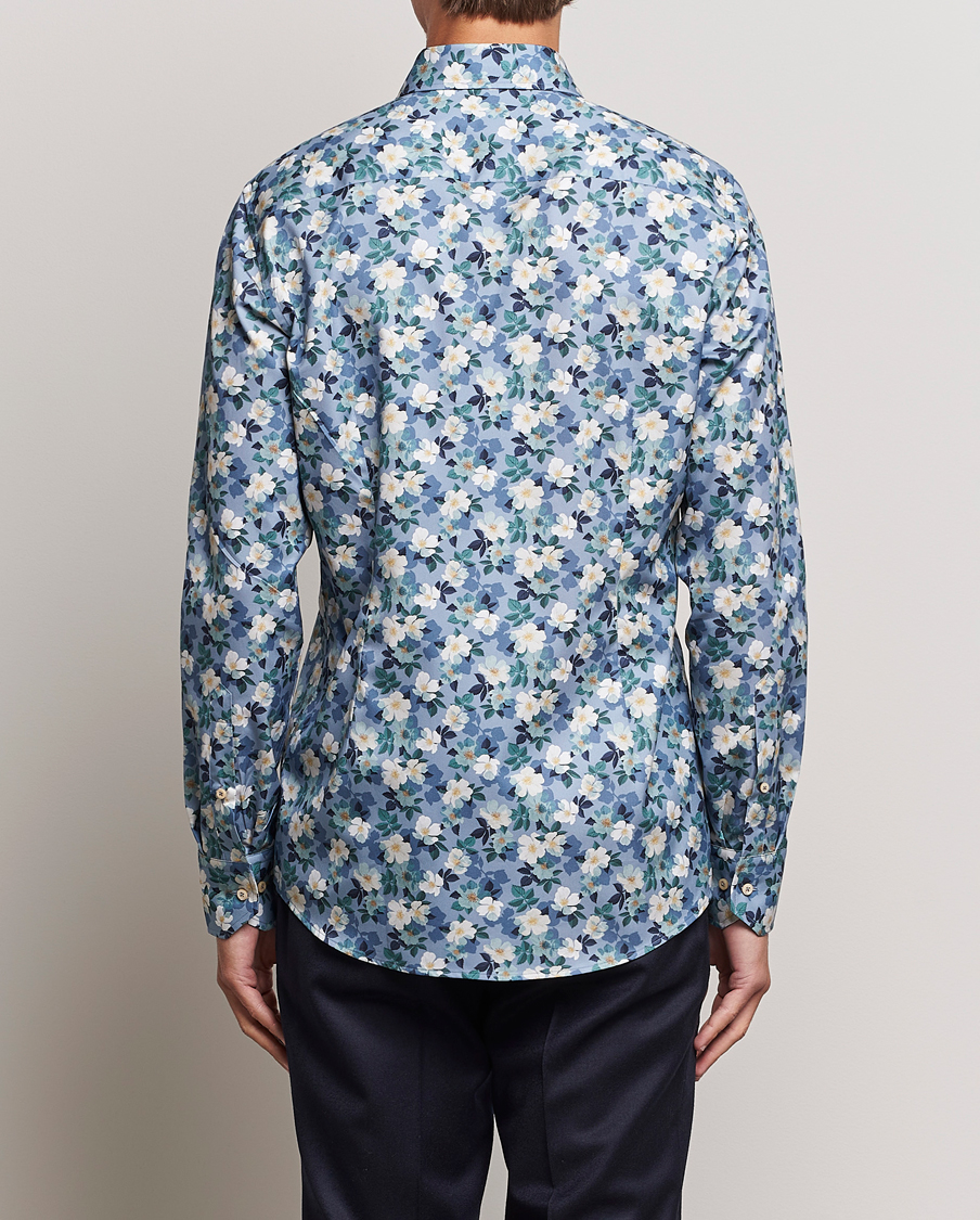 Mies | Kauluspaidat | Stenströms | Slimline Printed Flower Cut Away Shirt Blue