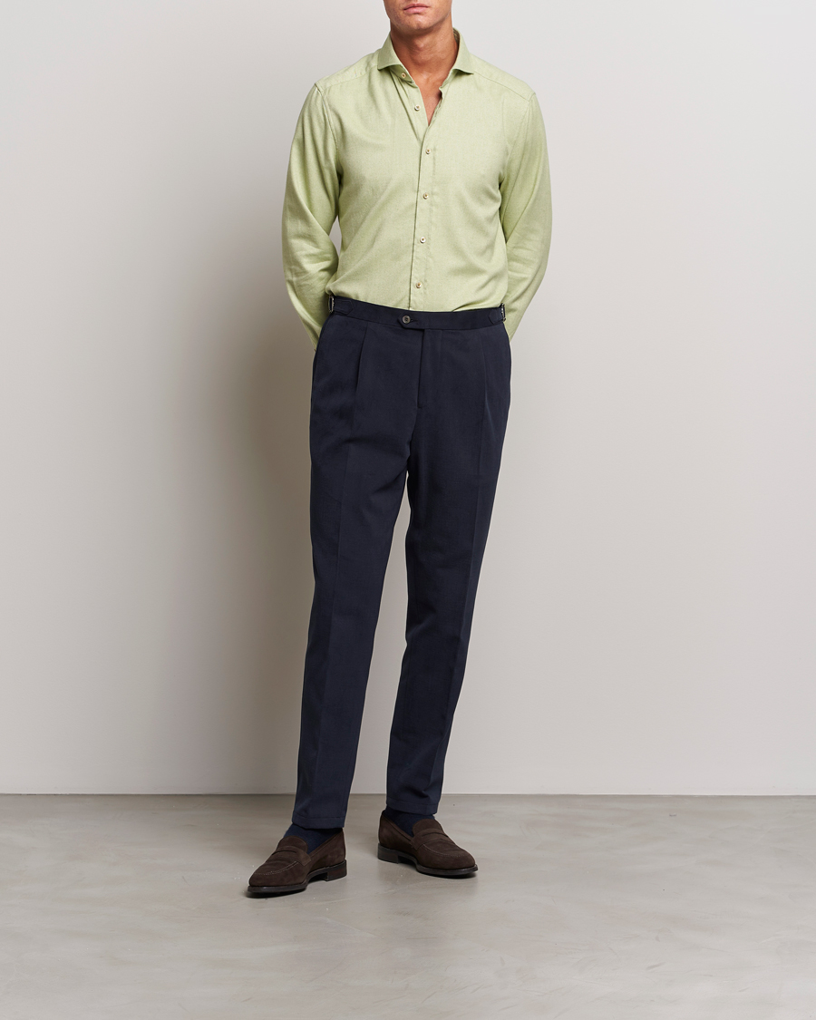 Mies | Kauluspaidat | Stenströms | Slimline Flannel Shirt Green