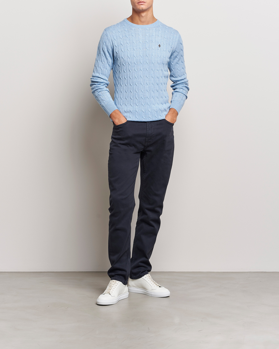 Mies | Housut | Morris | James Brushed 5-Pocket Pant Blue