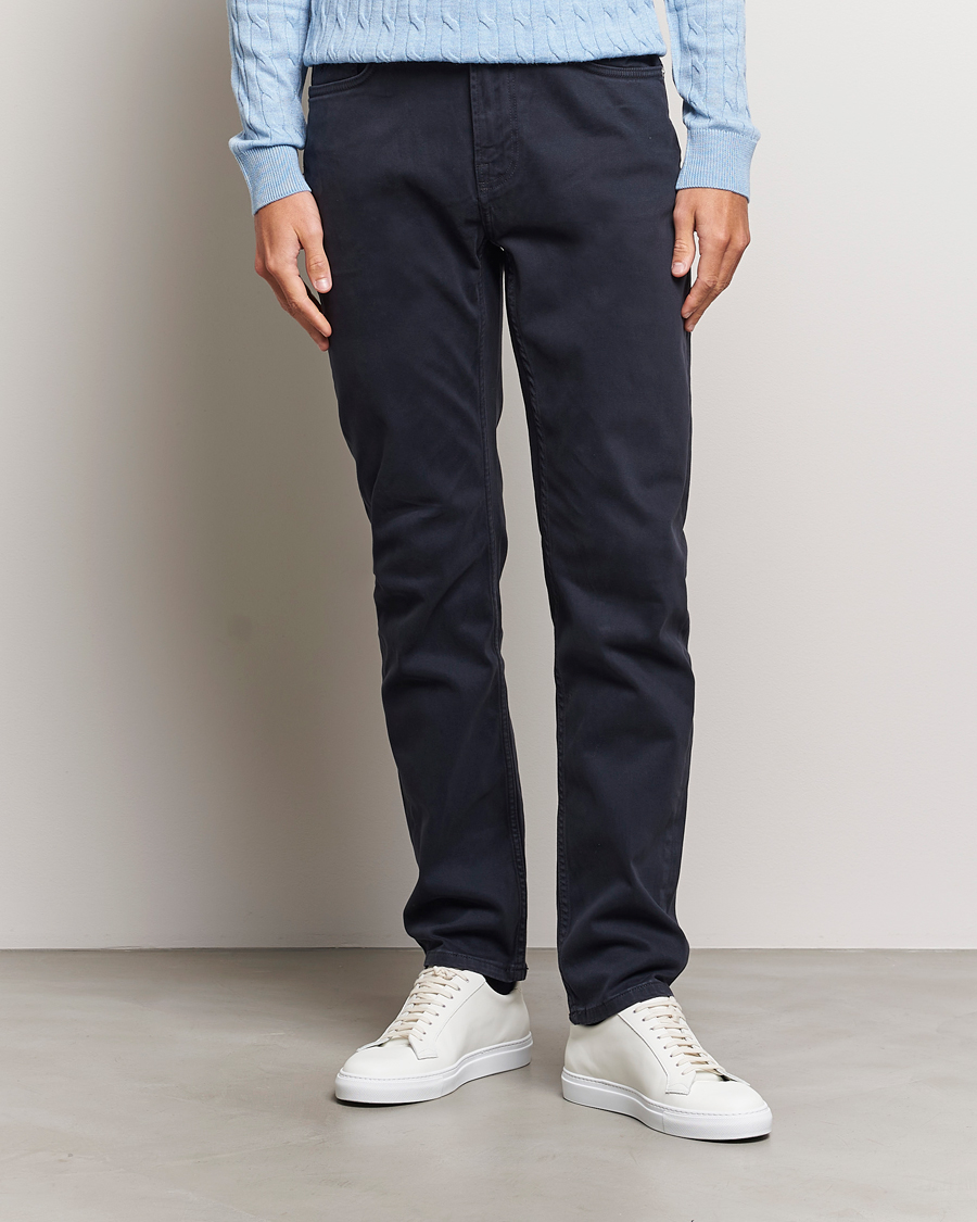 Mies | Housut | Morris | James Brushed 5-Pocket Pant Blue