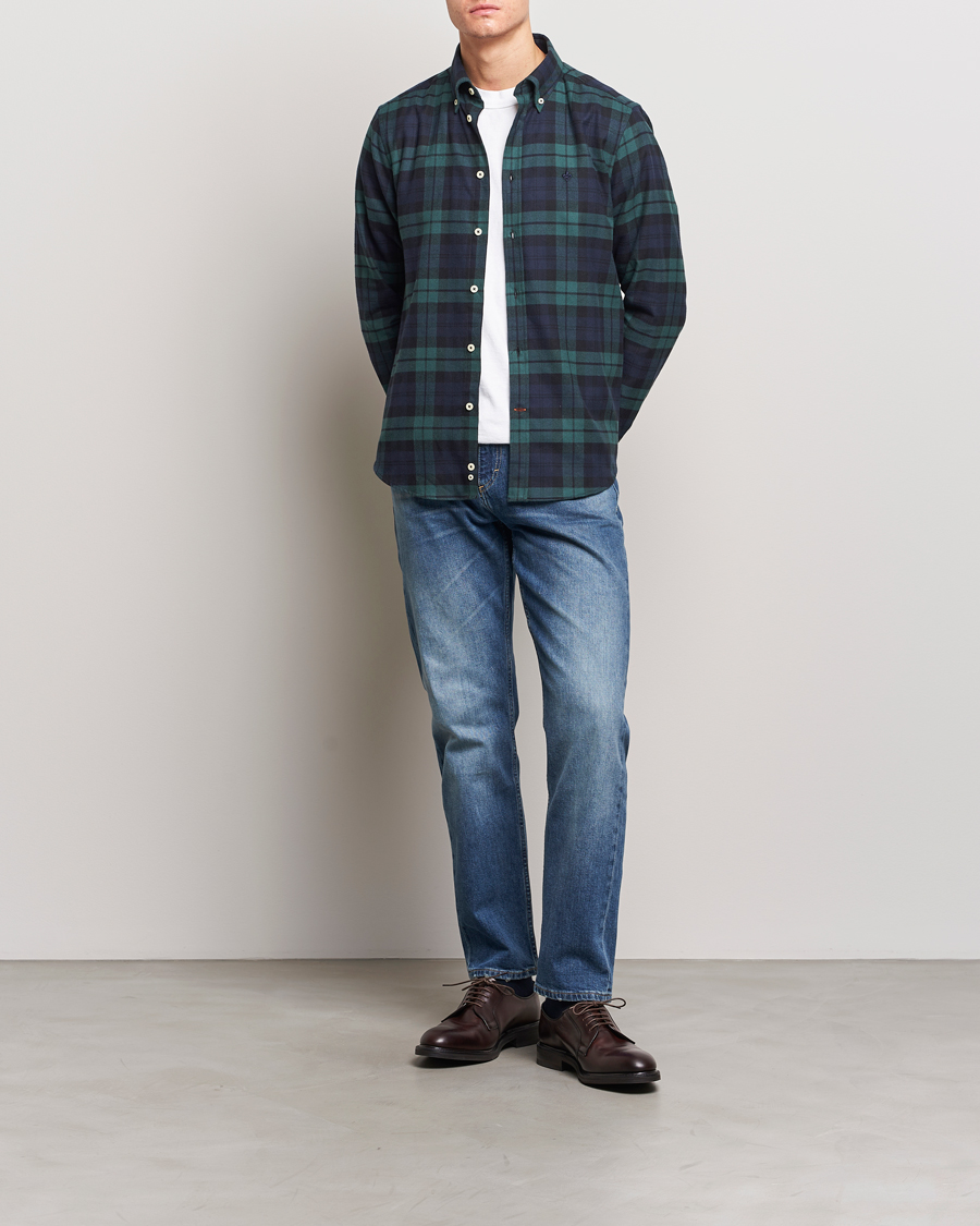 Mies | Kauluspaidat | Morris | Brushed Tartan Shirt Navy