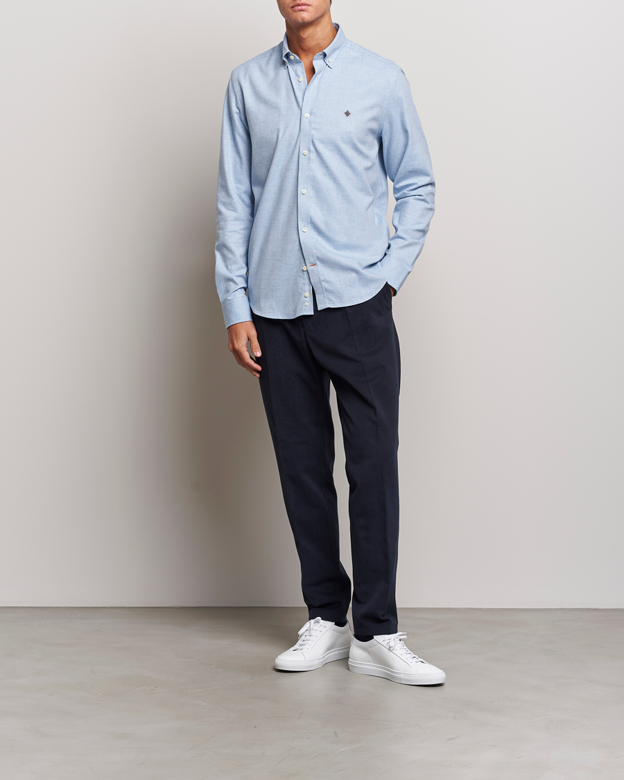 Mies | Kauluspaidat | Morris | Watts Flanell Shirt Light Blue