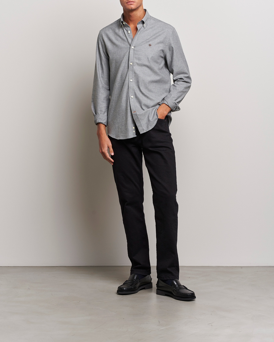 Mies | Kauluspaidat | Morris | Watts Flanell Shirt Light Grey