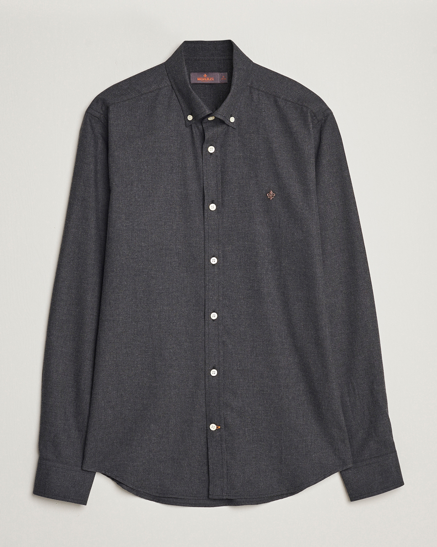 Mies | Kauluspaidat | Morris | Watts Flanell Shirt Dark Grey