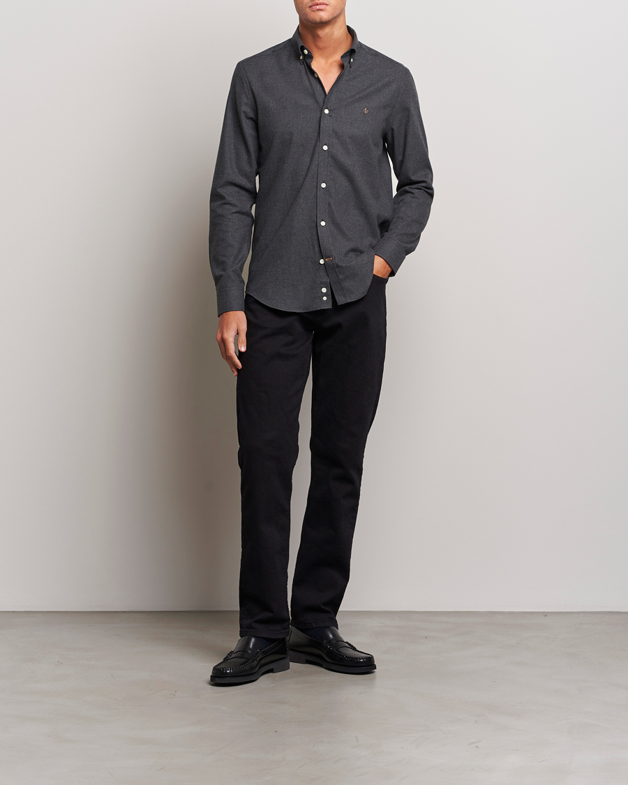 Mies | Kauluspaidat | Morris | Watts Flanell Shirt Dark Grey