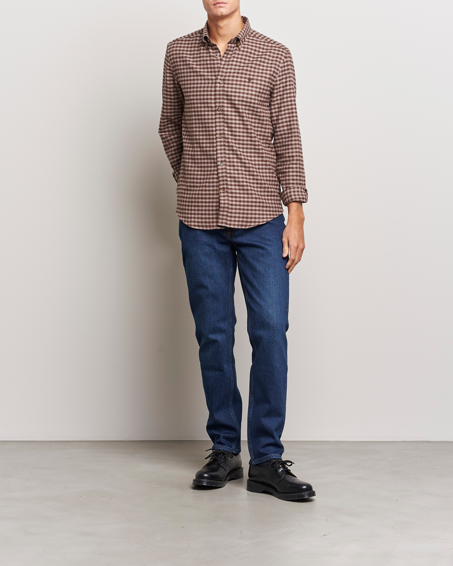 Mies | Kauluspaidat | Morris | Flanell Check Shirt Brown