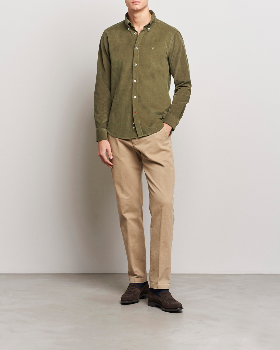 Mies | Kauluspaidat | Morris | Douglas Corduroy Shirt Olive