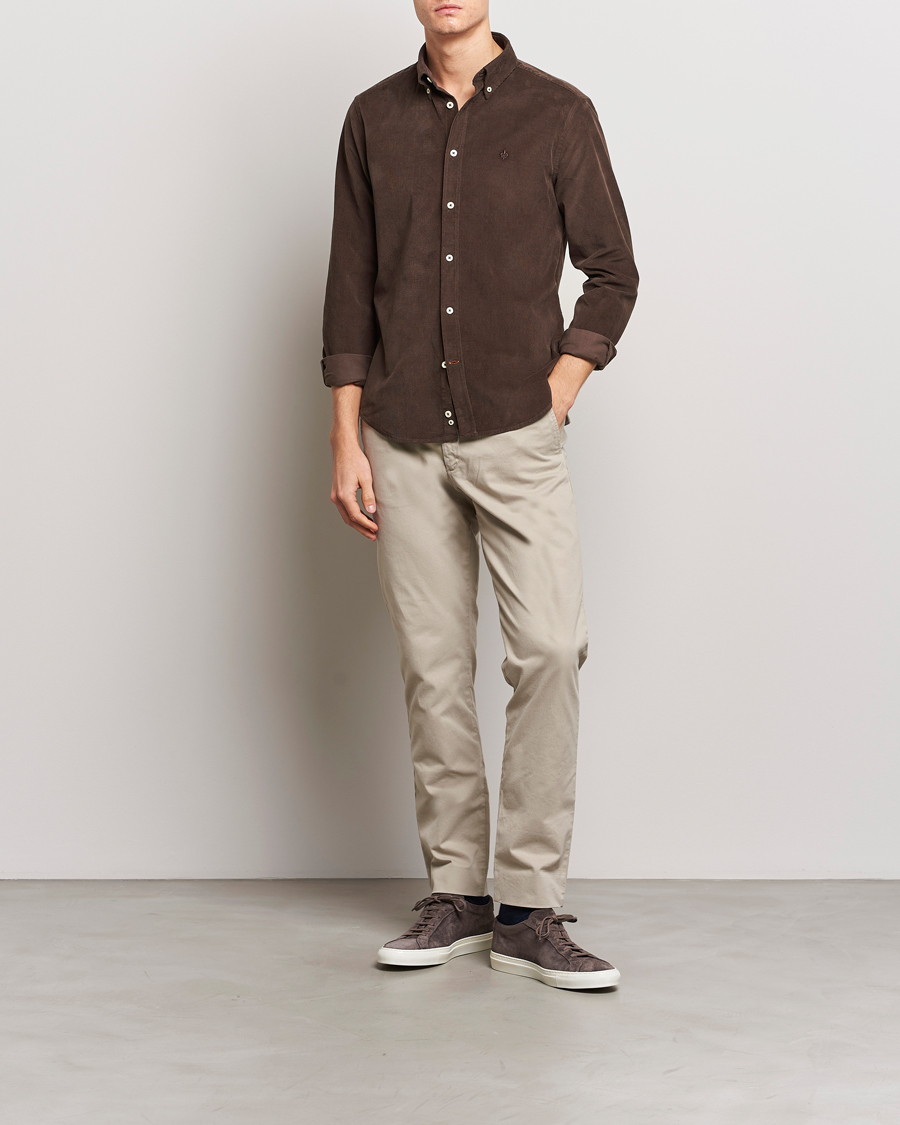 Mies | Kauluspaidat | Morris | Douglas Corduroy Shirt Brown
