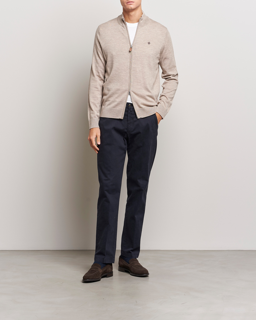 Mies | Puserot | Morris | Merino Zip Cardigan Khaki