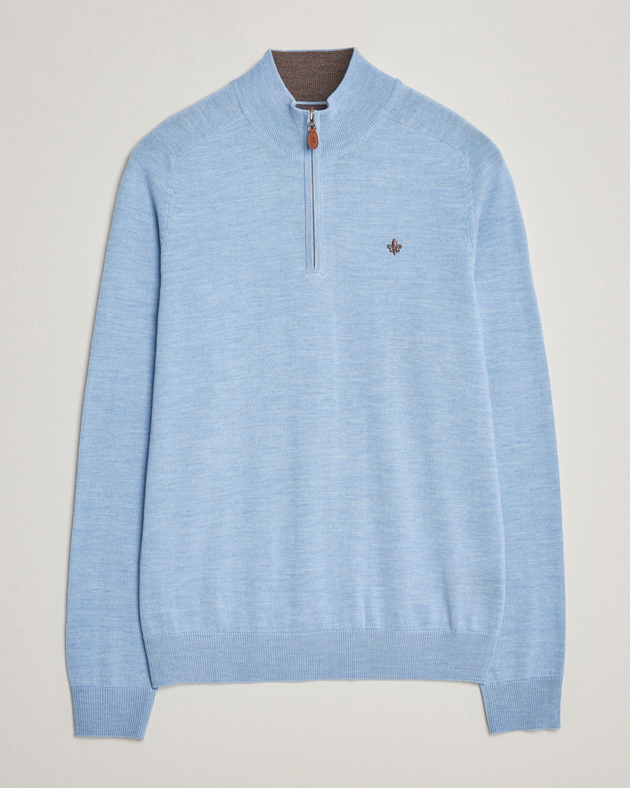 Mies | Puserot | Morris | John Merino Half Zip Light Blue