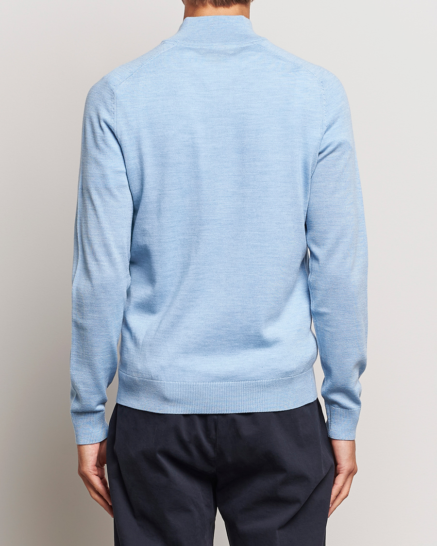 Mies | Puserot | Morris | John Merino Half Zip Light Blue