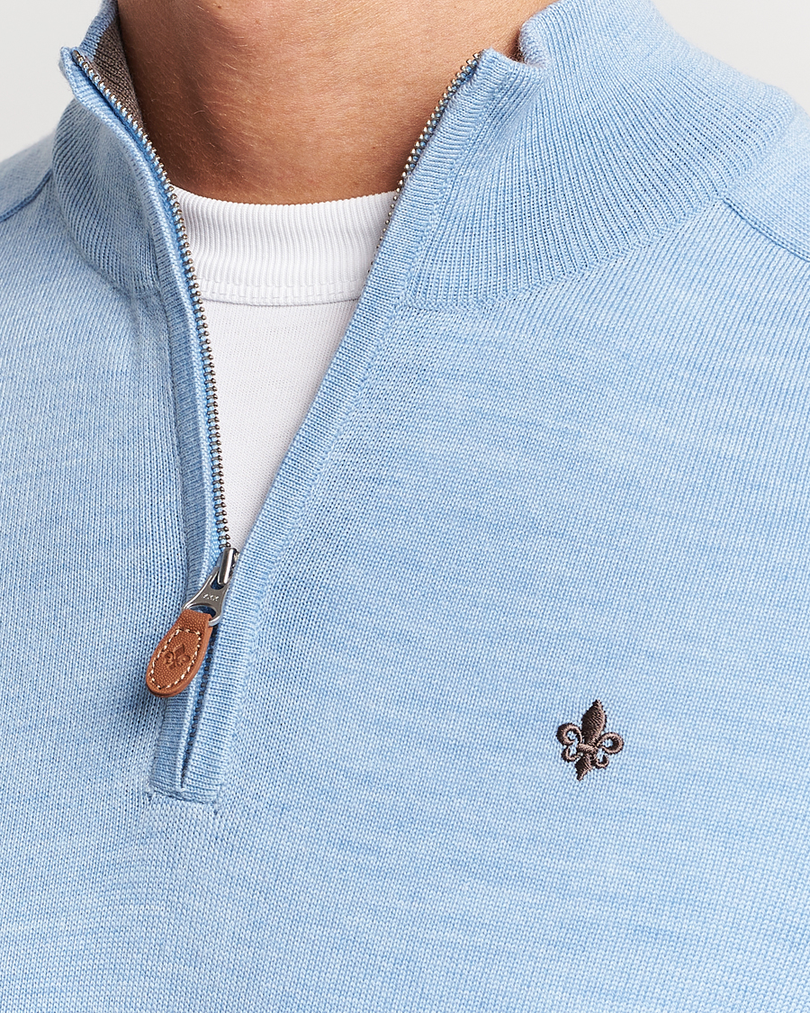 Mies | Puserot | Morris | John Merino Half Zip Light Blue
