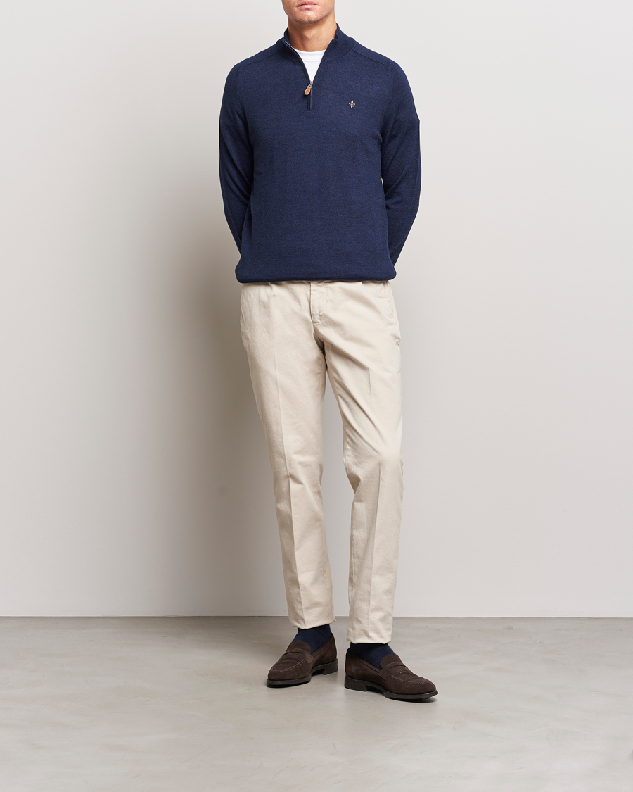 Mies | Puserot | Morris | John Merino Half Zip Blue