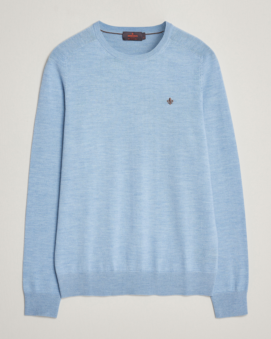 Mies | Puserot | Morris | Merino Crew Neck Pullover Light Blue