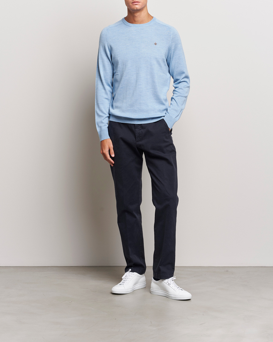 Mies | Puserot | Morris | Merino Crew Neck Pullover Light Blue
