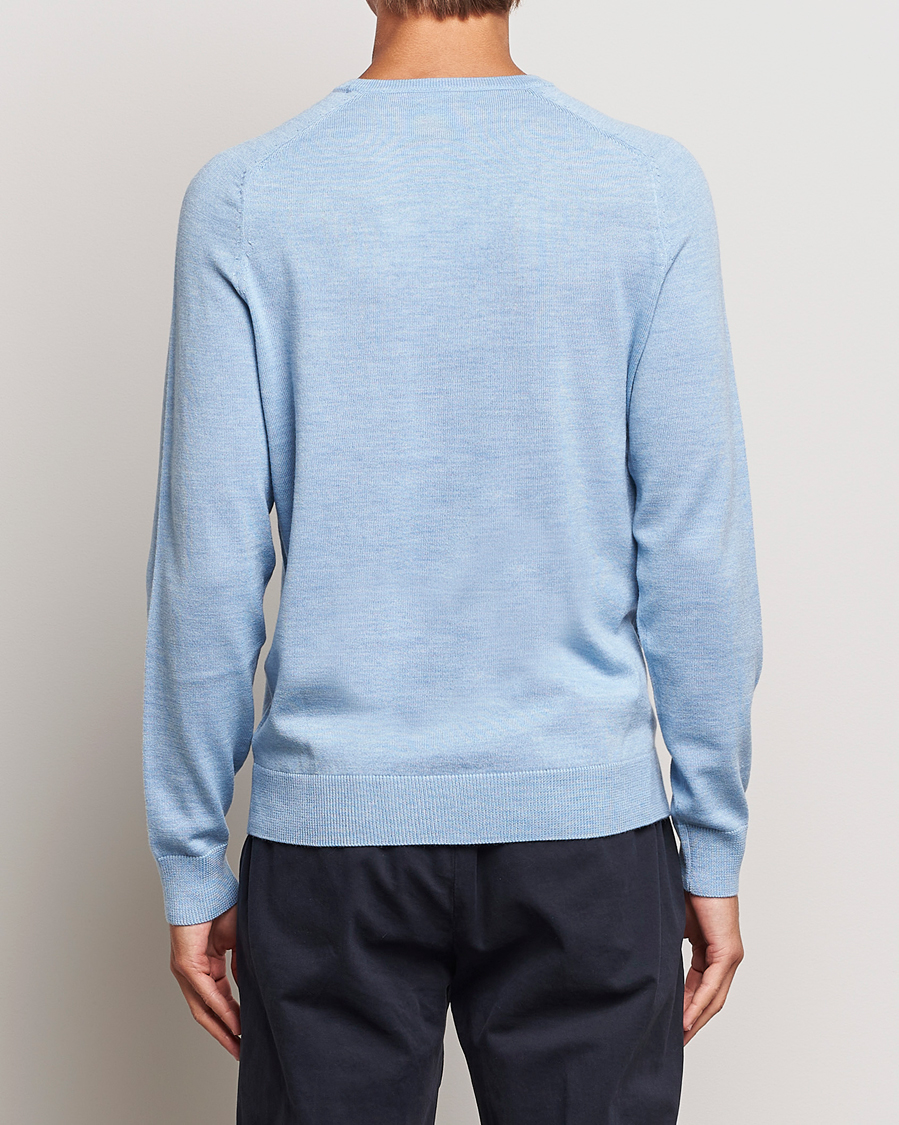 Mies | Puserot | Morris | Merino Crew Neck Pullover Light Blue