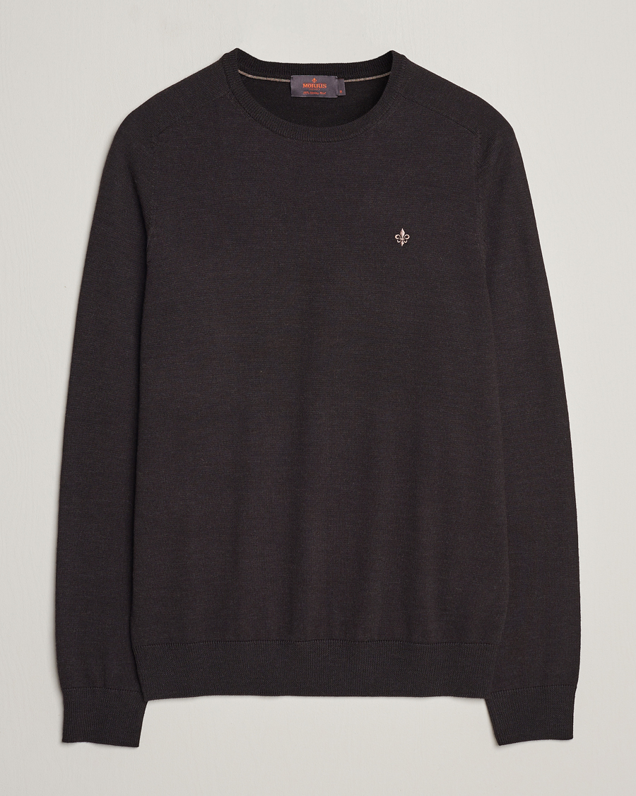 Mies | Puserot | Morris | Merino Crew Neck Pullover Brown