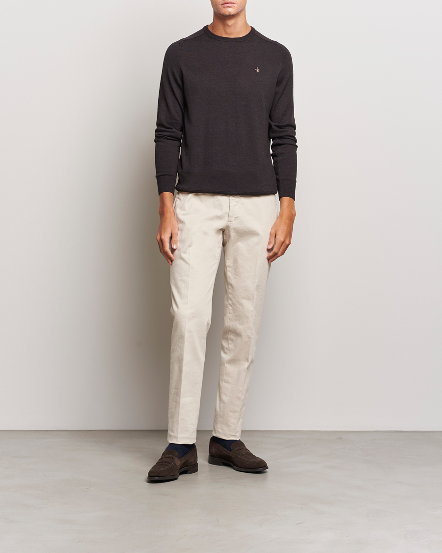 Mies | Puserot | Morris | Merino Crew Neck Pullover Brown