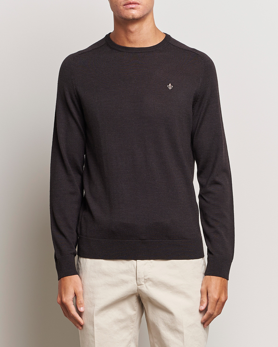 Mies | Puserot | Morris | Merino Crew Neck Pullover Brown
