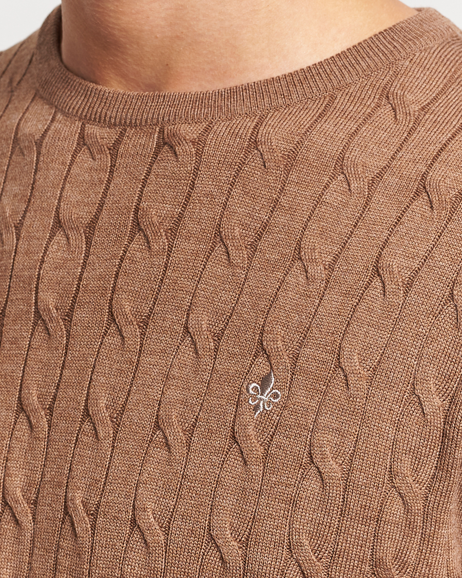 Mies | Puserot | Morris | Merino Cable Crew Neck Camel