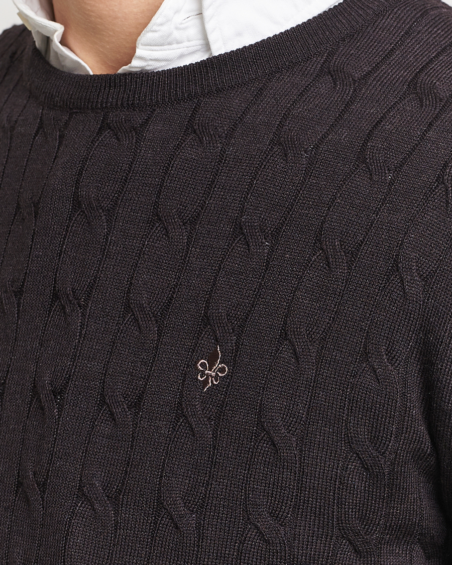 Mies | Puserot | Morris | Merino Cable Crew Neck Brown