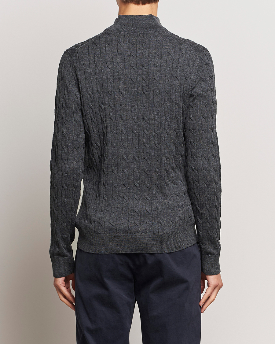 Mies | Puserot | Morris | Merino Cable Half Zip Grey