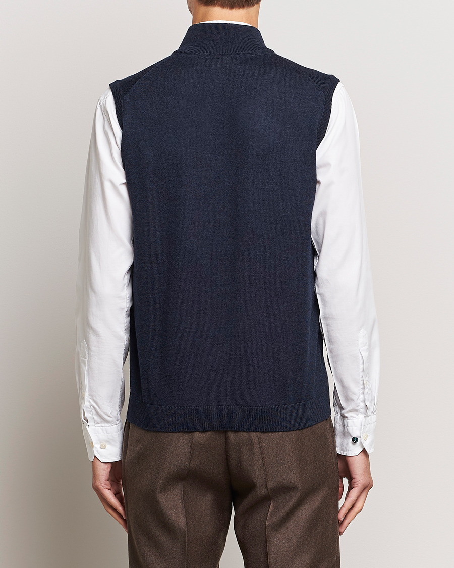 Mies | Puserot | Morris | Merino Zip Vest Navy
