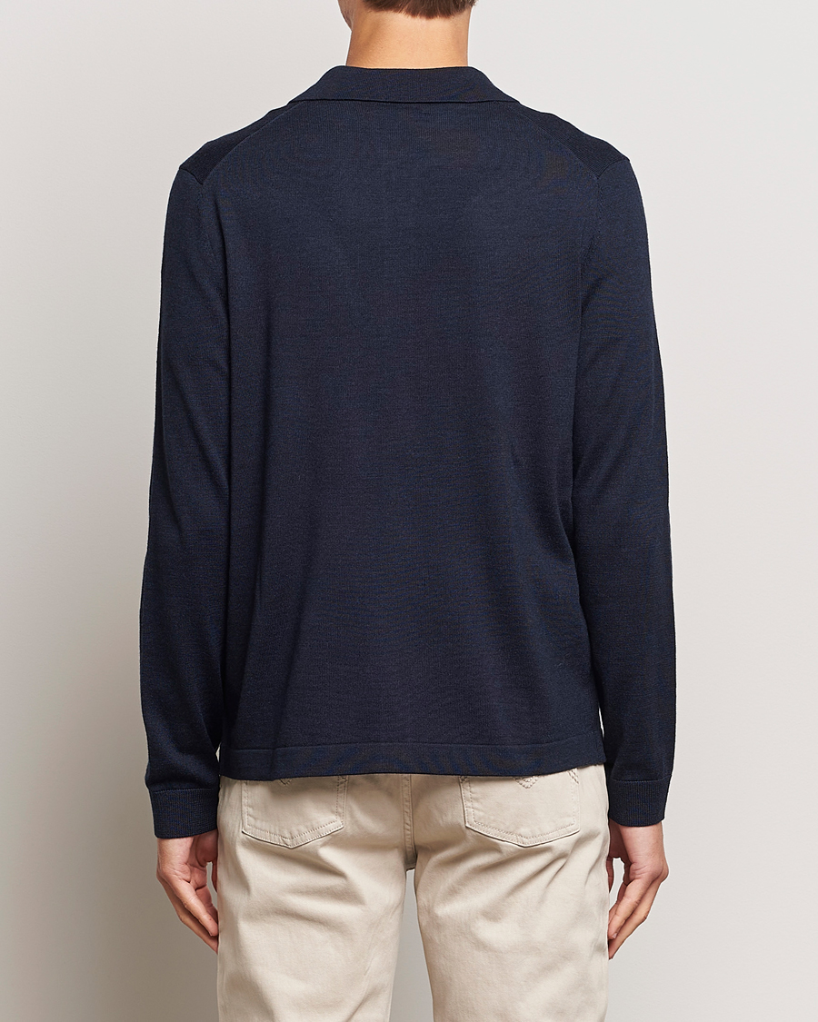 Mies | Puserot | Morris | Merino Knitted Shirt Navy