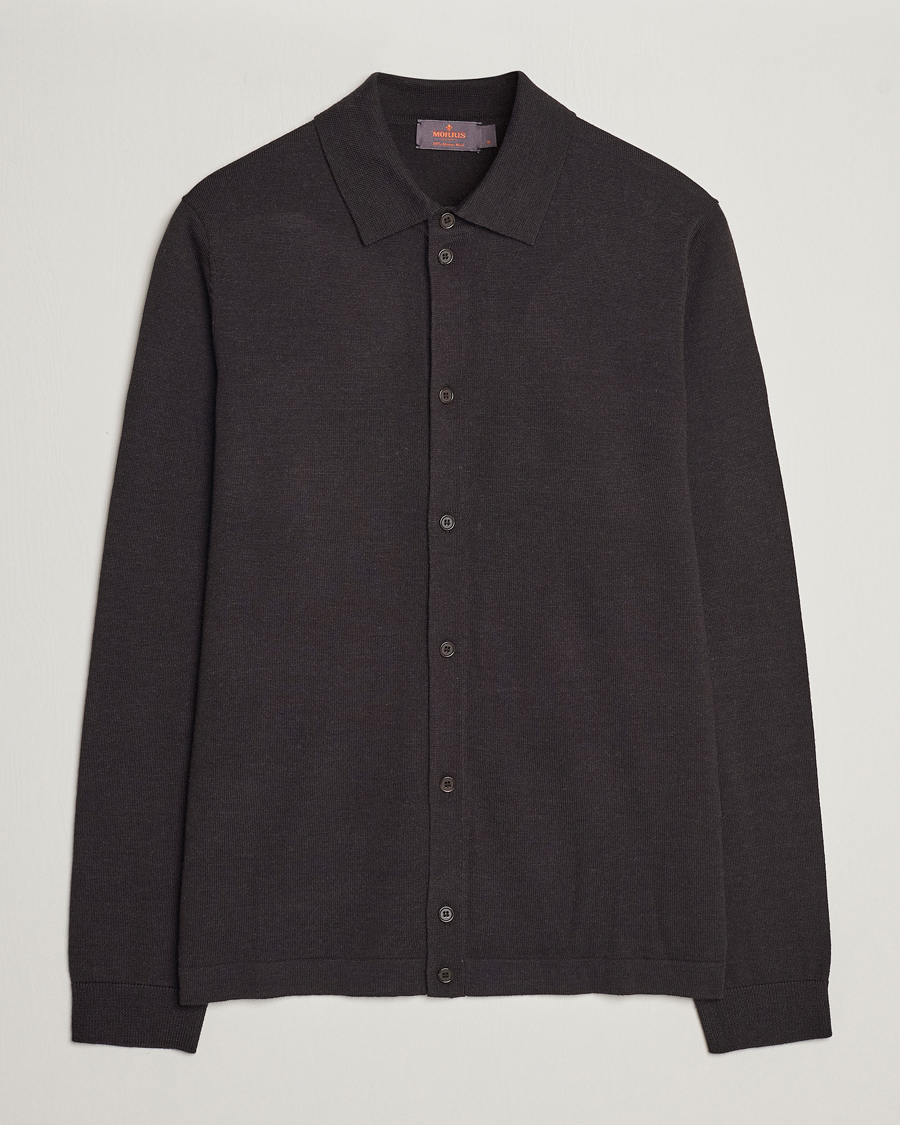 Mies | Puserot | Morris | Merino Knitted Shirt Brown