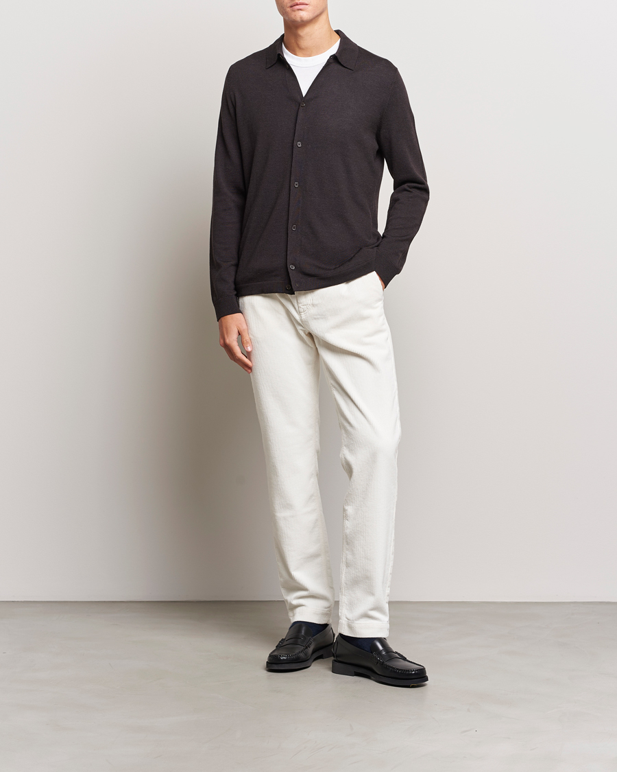 Mies | Puserot | Morris | Merino Knitted Shirt Brown