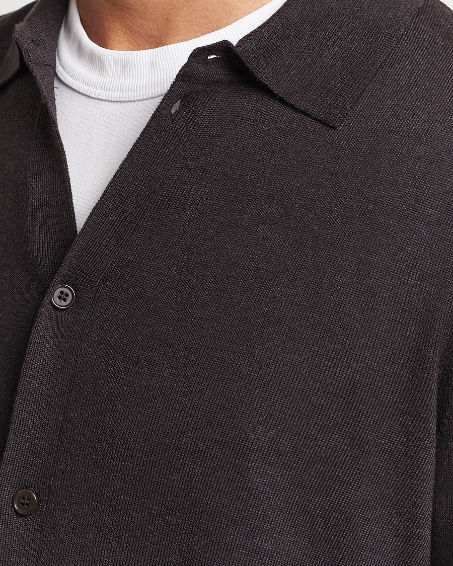 Mies | Puserot | Morris | Merino Knitted Shirt Brown