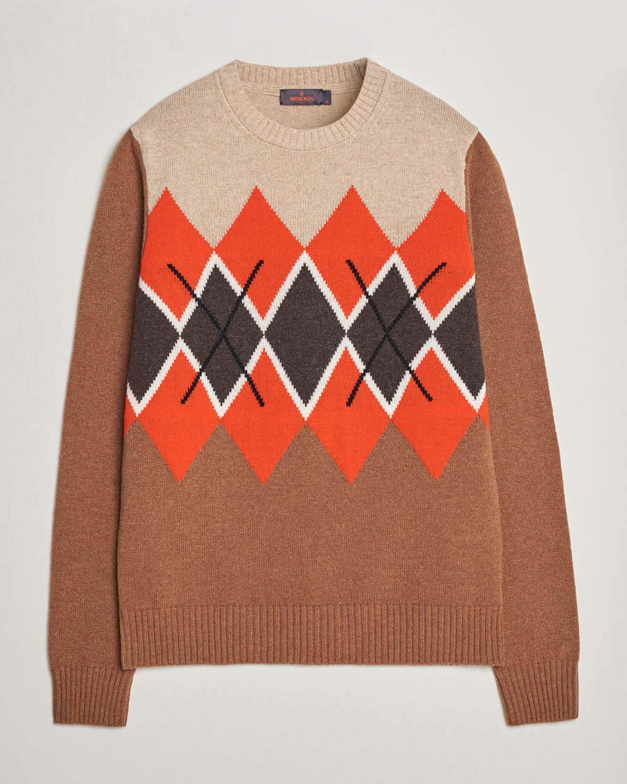 Mies | Puserot | Morris | Ayle Argyle Crew Neck Camel