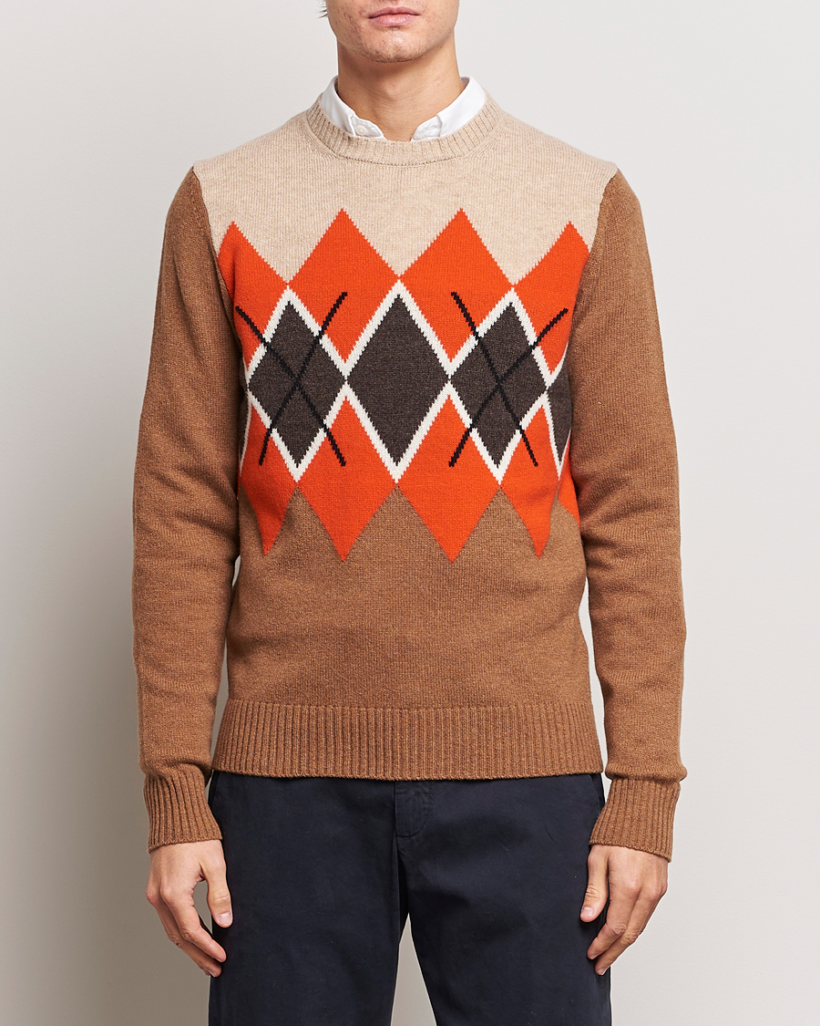 Mies | Puserot | Morris | Ayle Argyle Crew Neck Camel