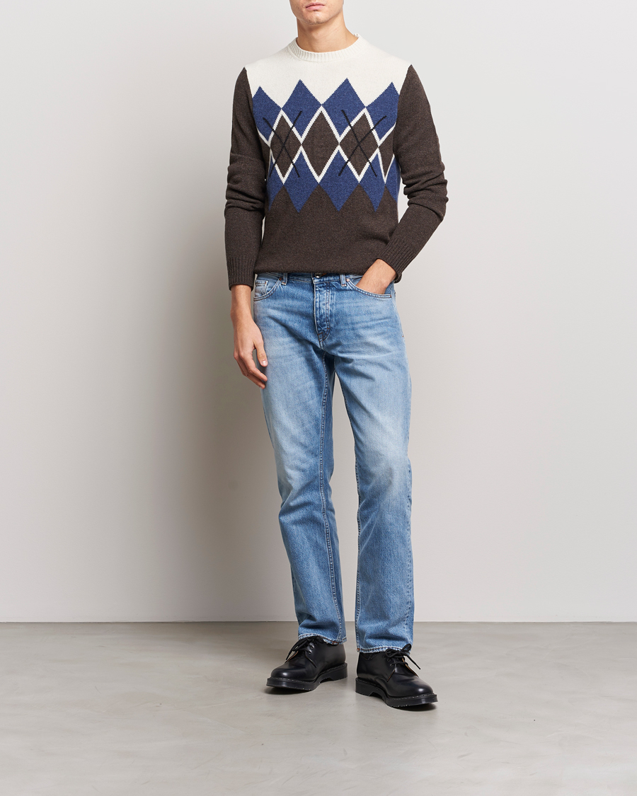 Mies | Puserot | Morris | Ayle Argyle Crew Neck Brown