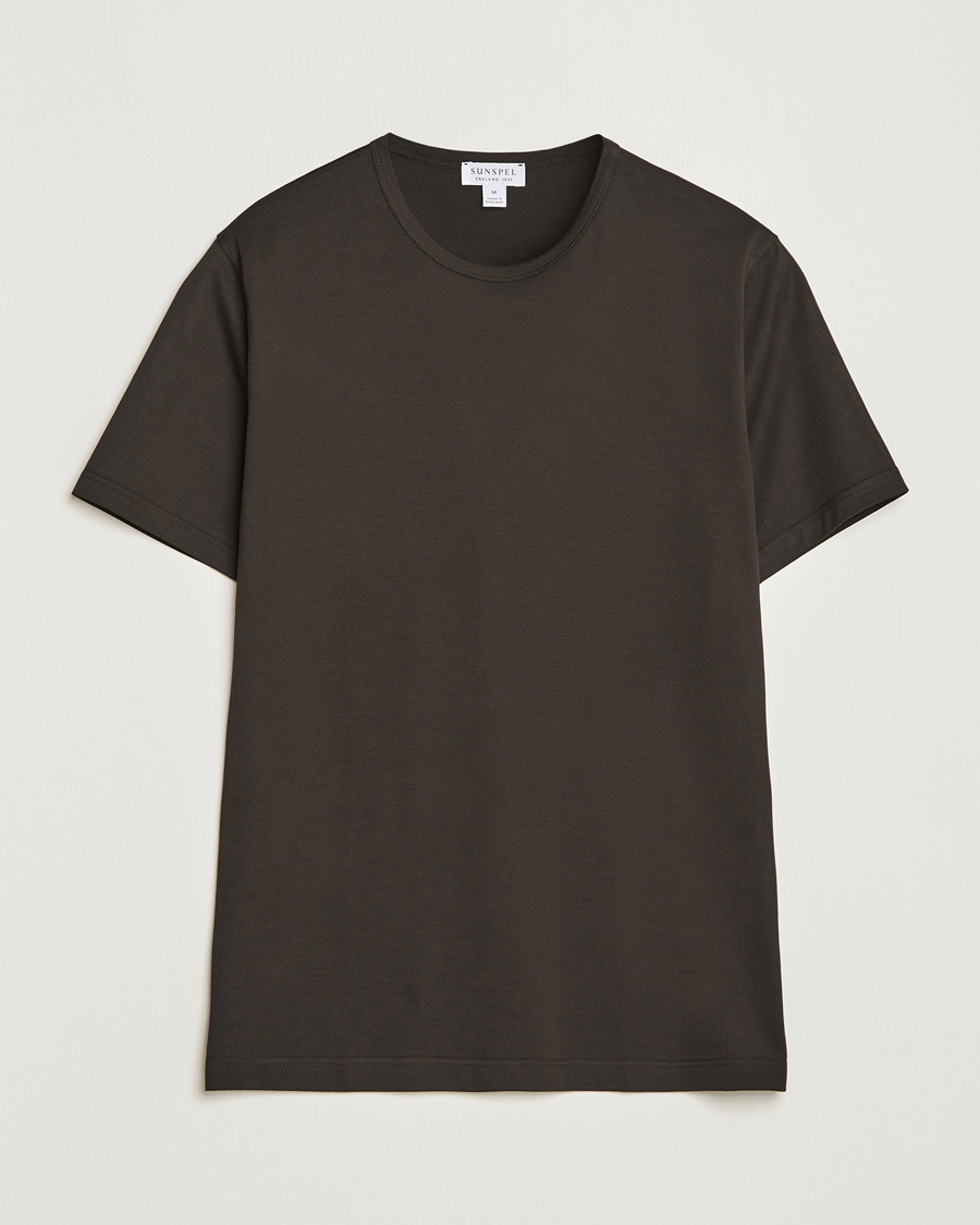 Mies | T-paidat | Sunspel | Crew Neck Cotton Tee Coffee