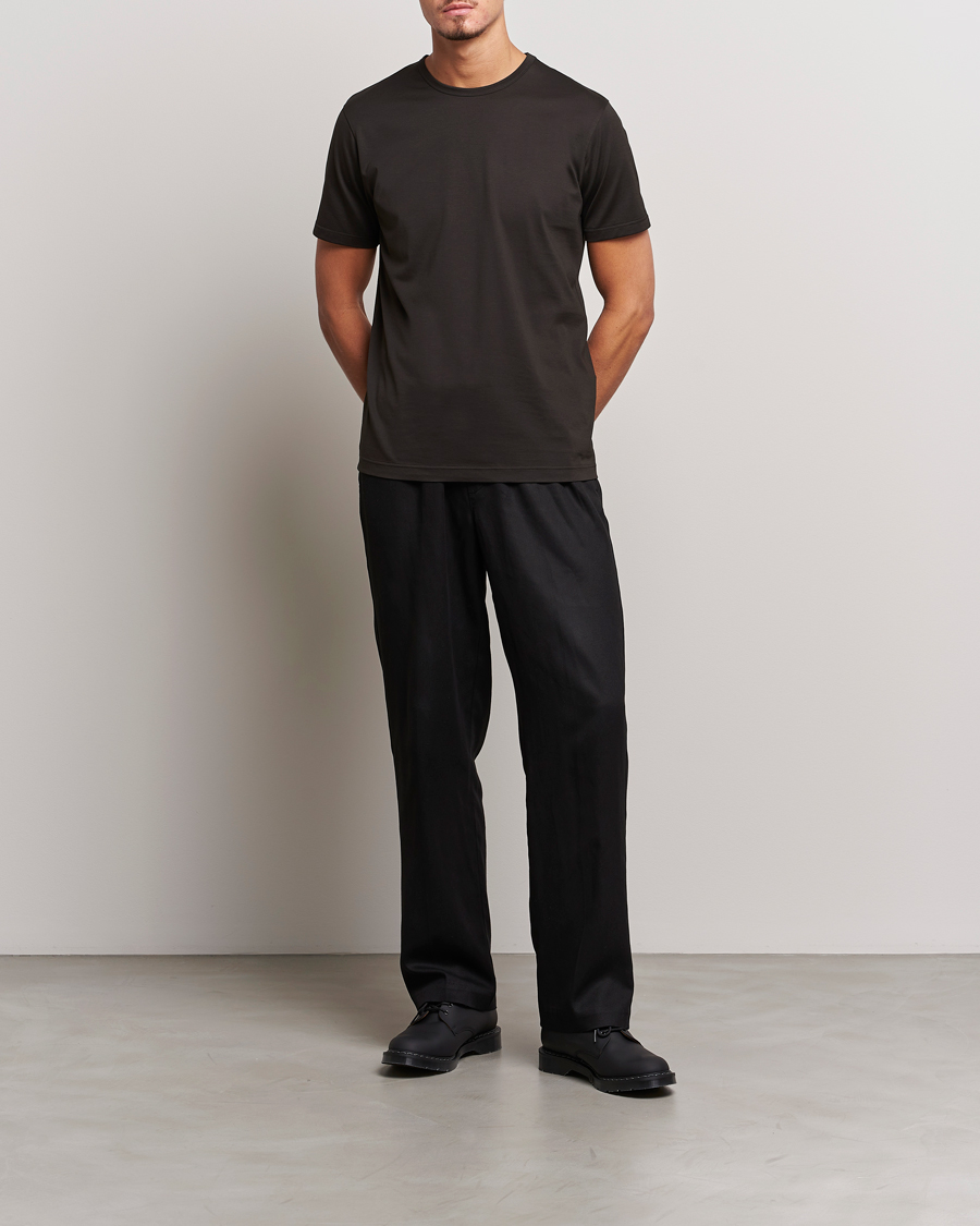 Mies | T-paidat | Sunspel | Crew Neck Cotton Tee Coffee