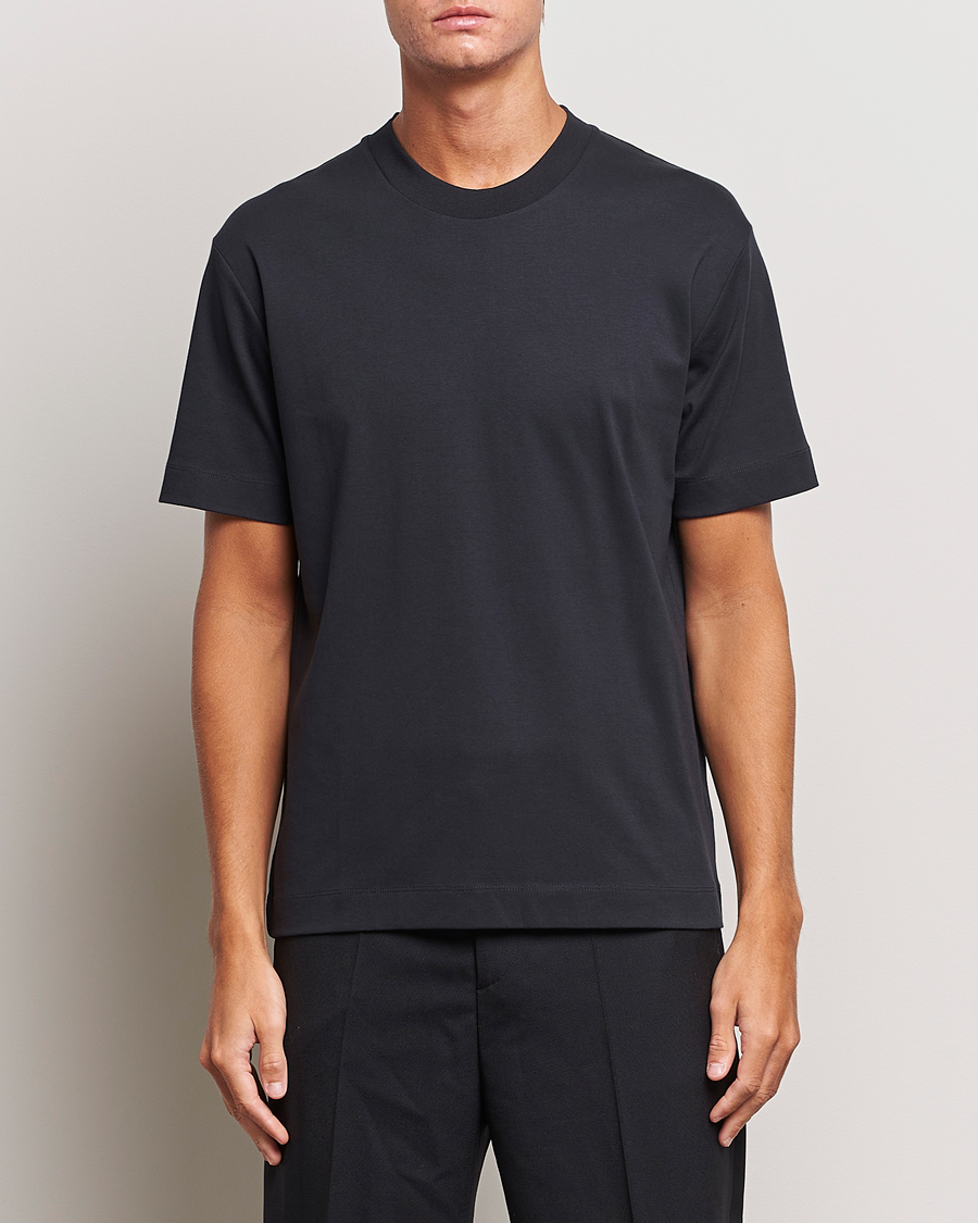 Mies |  | Sunspel | Heavyweight Mock Neck T-Shirt Black