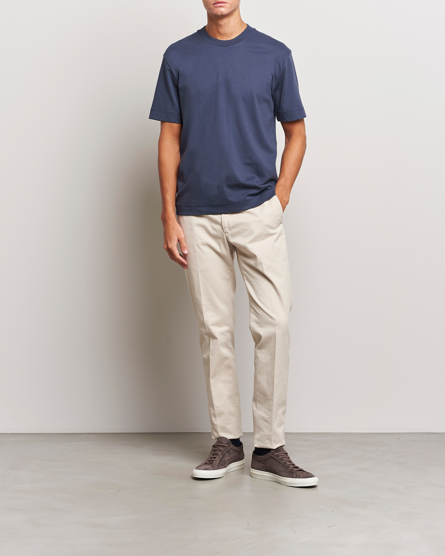 Mies | T-paidat | Sunspel | Heavyweight Mock Neck T-Shirt Navy