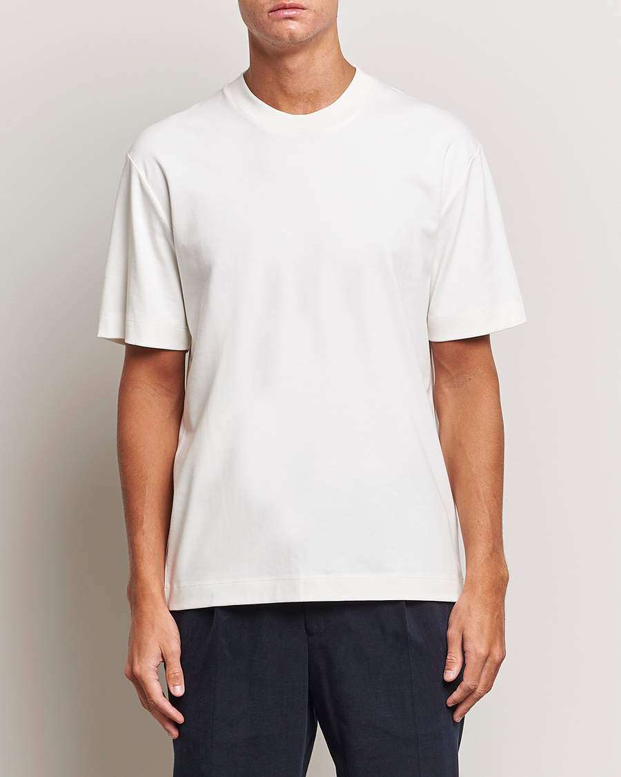Mies | Valkoiset t-paidat | Sunspel | Heavyweight Mock Neck T-Shirt Ecru