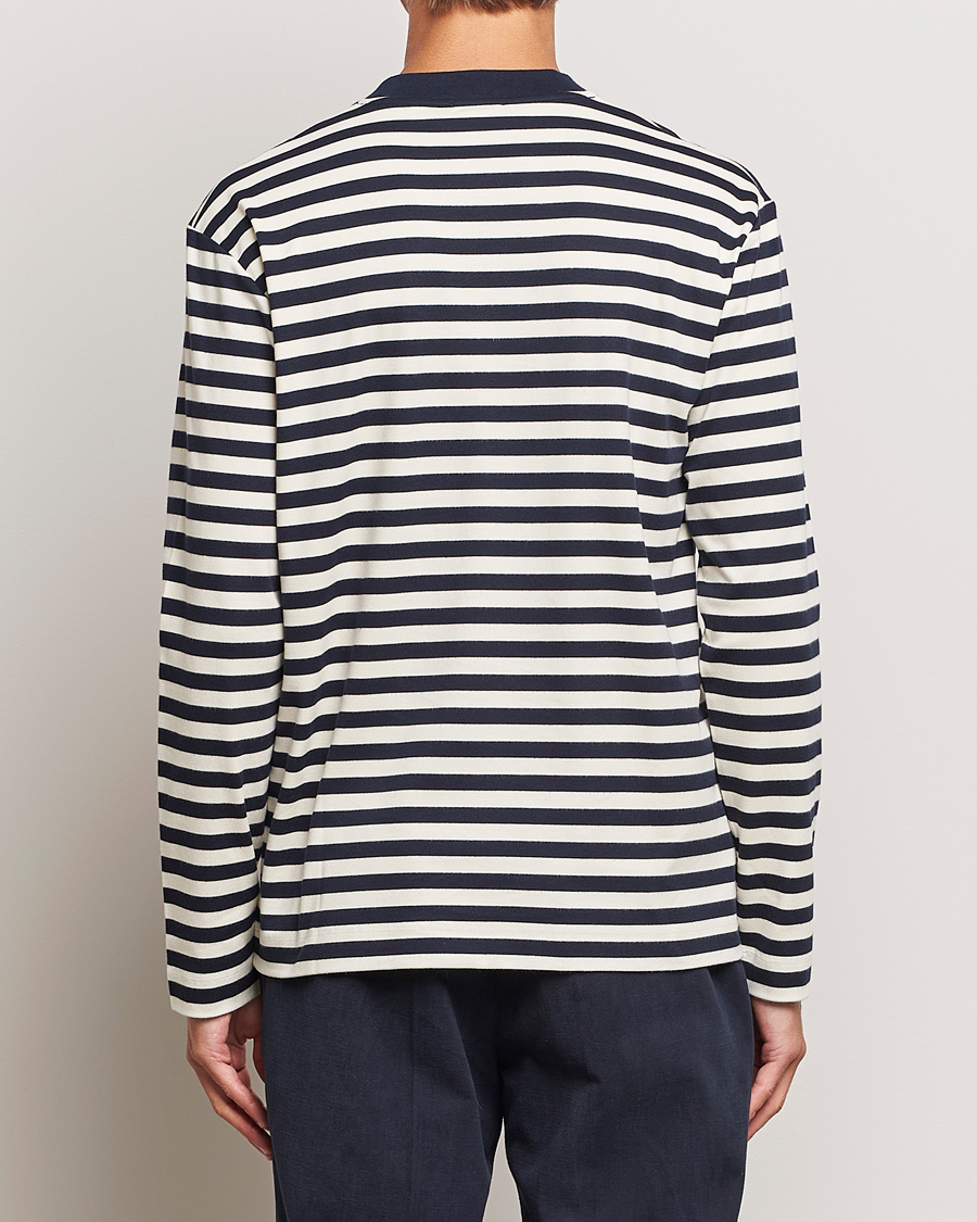 Mies | T-paidat | Sunspel | Heavyweight Mock Neck Long Sleeve T-Shirt Navy/Ecru