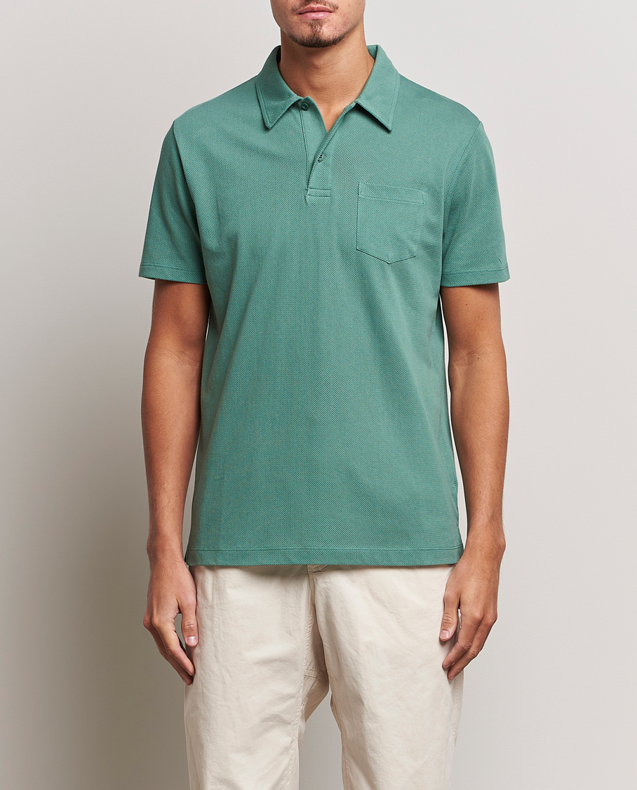 Mies |  | Sunspel | Riviera Polo Shirt Light Pine
