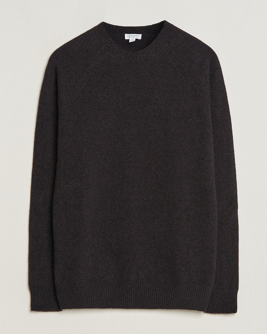 Mies | Puserot | Sunspel | Lambswool Crewneck Coffee Twist