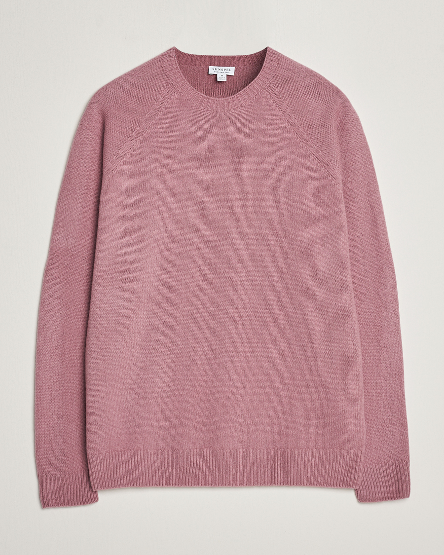 Mies | Puserot | Sunspel | Lambswool Crewneck Vintage Pink