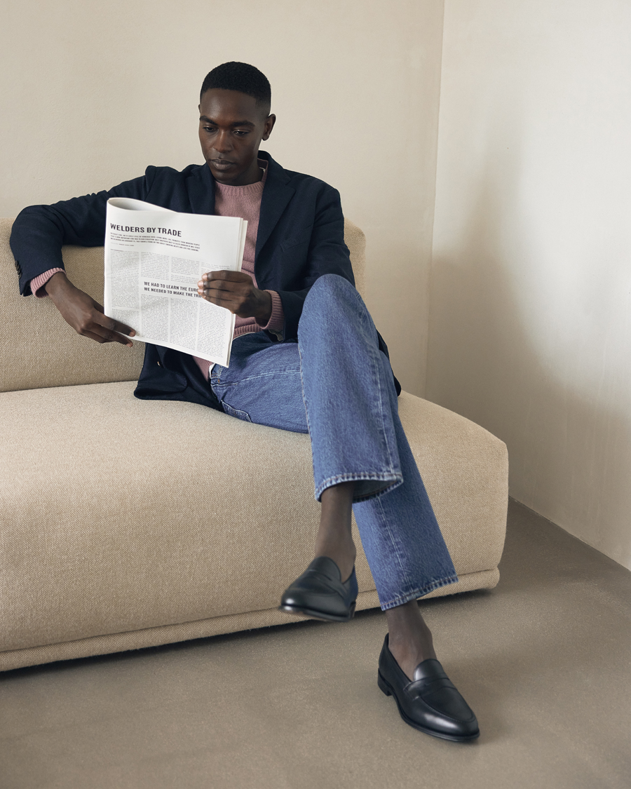 Mies | Puserot | Sunspel | Lambswool Crewneck Vintage Pink