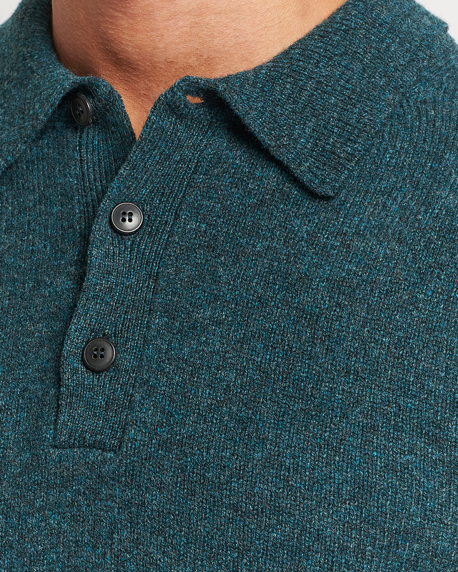 Mies | Puserot | Sunspel | Lambswool Poloshirt Peacock