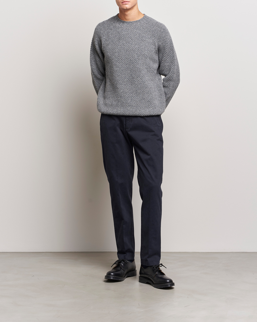 Mies | Puserot | Sunspel | Textured Lambswool Jumper Mid Grey Twist